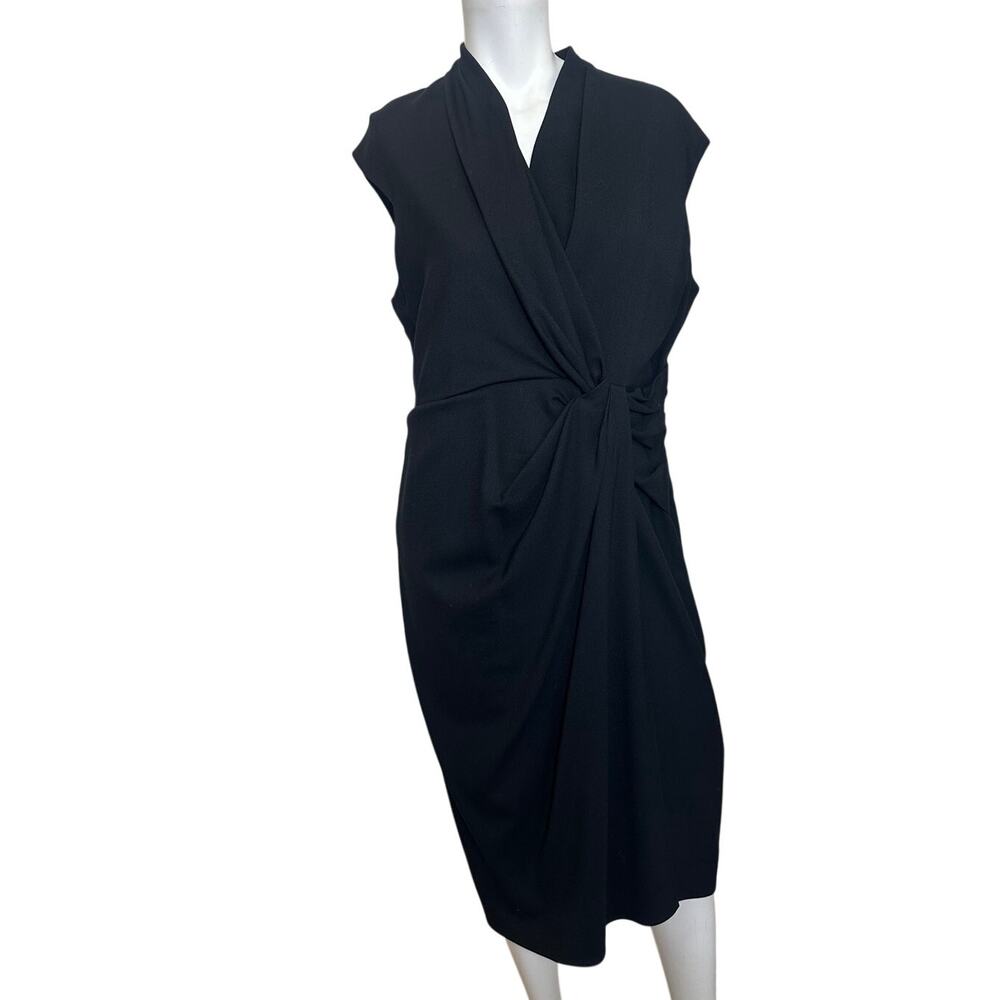 The Fold London Black Wool Blend Draped Knot Dress Womens US 12 NWOT Career - Picture 12 of 12